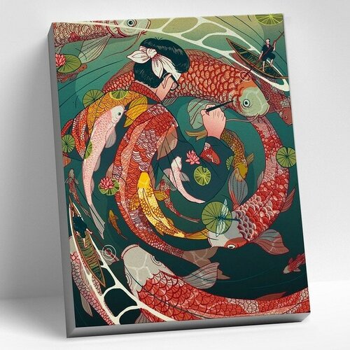 картина по номерам 40 х 50 см поп арт женщина кошка 17 цветов Картина по номерам 40 × 50 см «Японская гравюра» 21 цвет