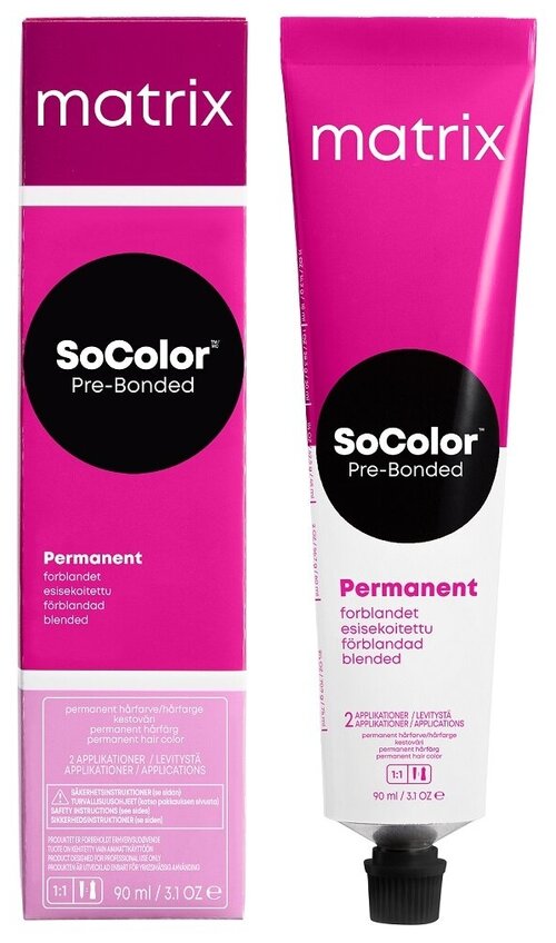 Matrix SoColor перманентная крем-краска для волос Pre-Bonded, 6Ma темный блондин мокка пепельный, 90 мл