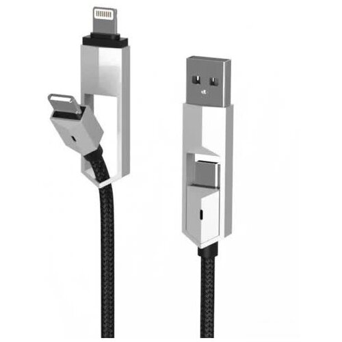 Дата-кабель 4в1 PAVAREAL PA-DC01, USB/Type-C - Lightning/Type-C, 100W/65W/PD20W, черный