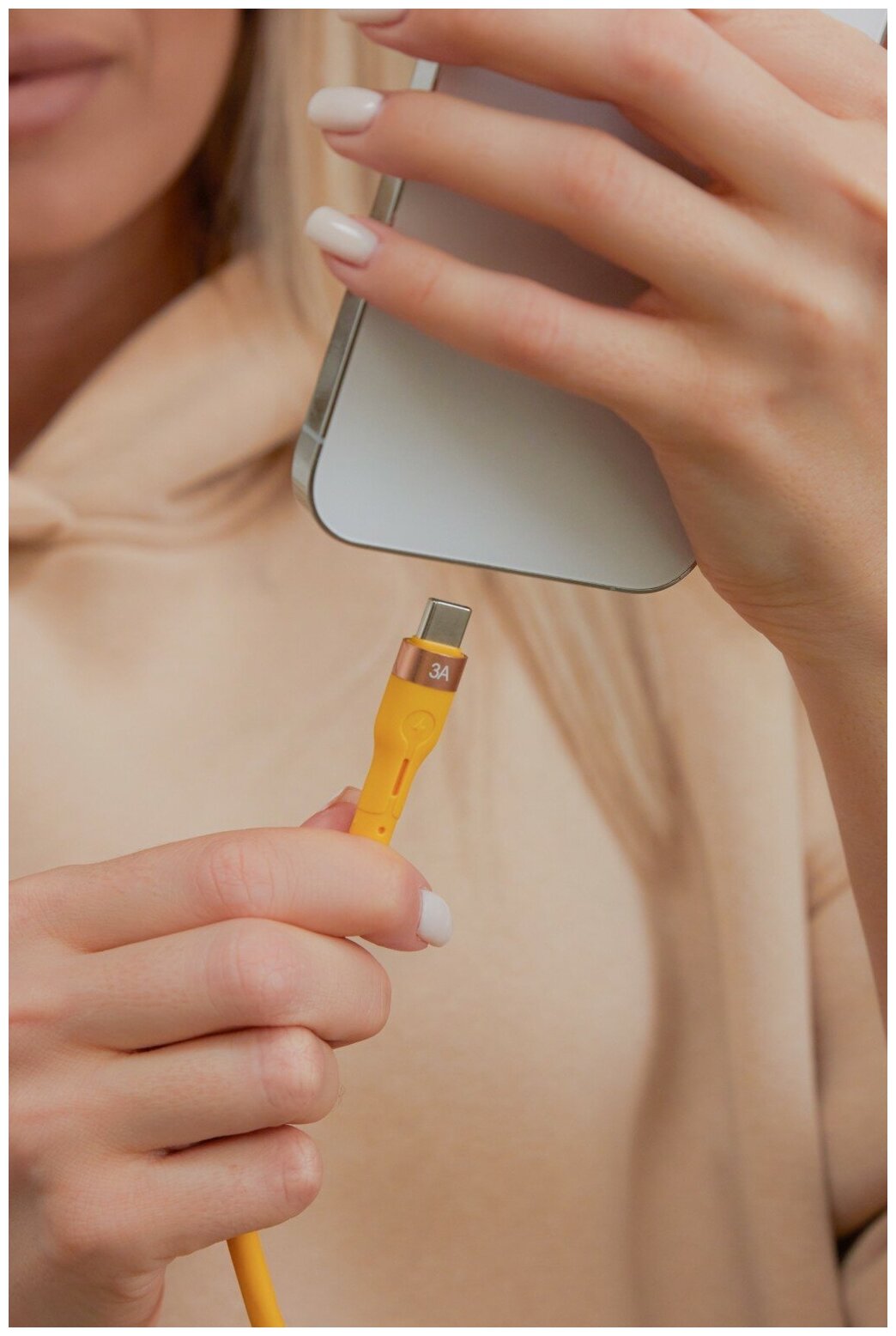 Кабель для быстрой зарядки Accesstyle USB Type-A - USB Type-C 30-S100 смартфонов, планшетов, ноутбуков, желтый — фото 1