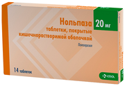 Нольпаза таб. п/о плен. кш/раств., 20 мг, 14 шт.