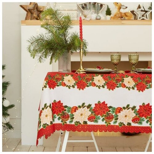 Скатерть 145x180 см Прямоугольная Новогодняя Полиэстер 1823₽