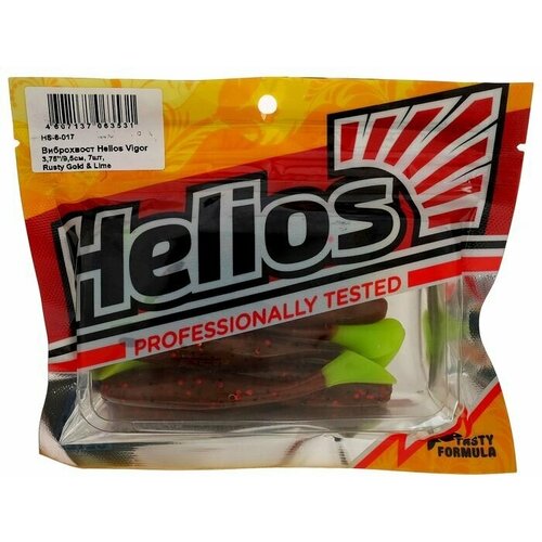 Виброхвост Helios Vigor Rusty Gold & Lime, 9.5 см, 7 шт. (HS-6-017)