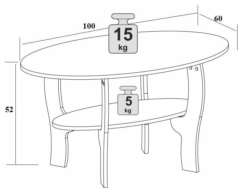 Журнальный столик Тип 6, БонМебель, ателье темный, 100х60х52 см, стол , столик журнальный