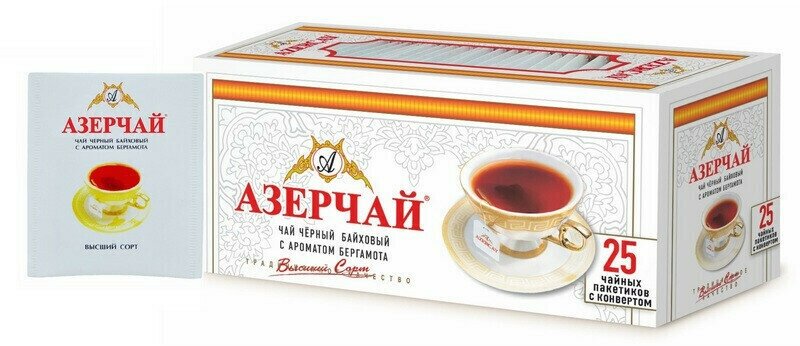 Чай в пакетиках Чай Азерчай чай черный с бергамотом в пакетиках сашетах, 25 шт 139221 2 шт