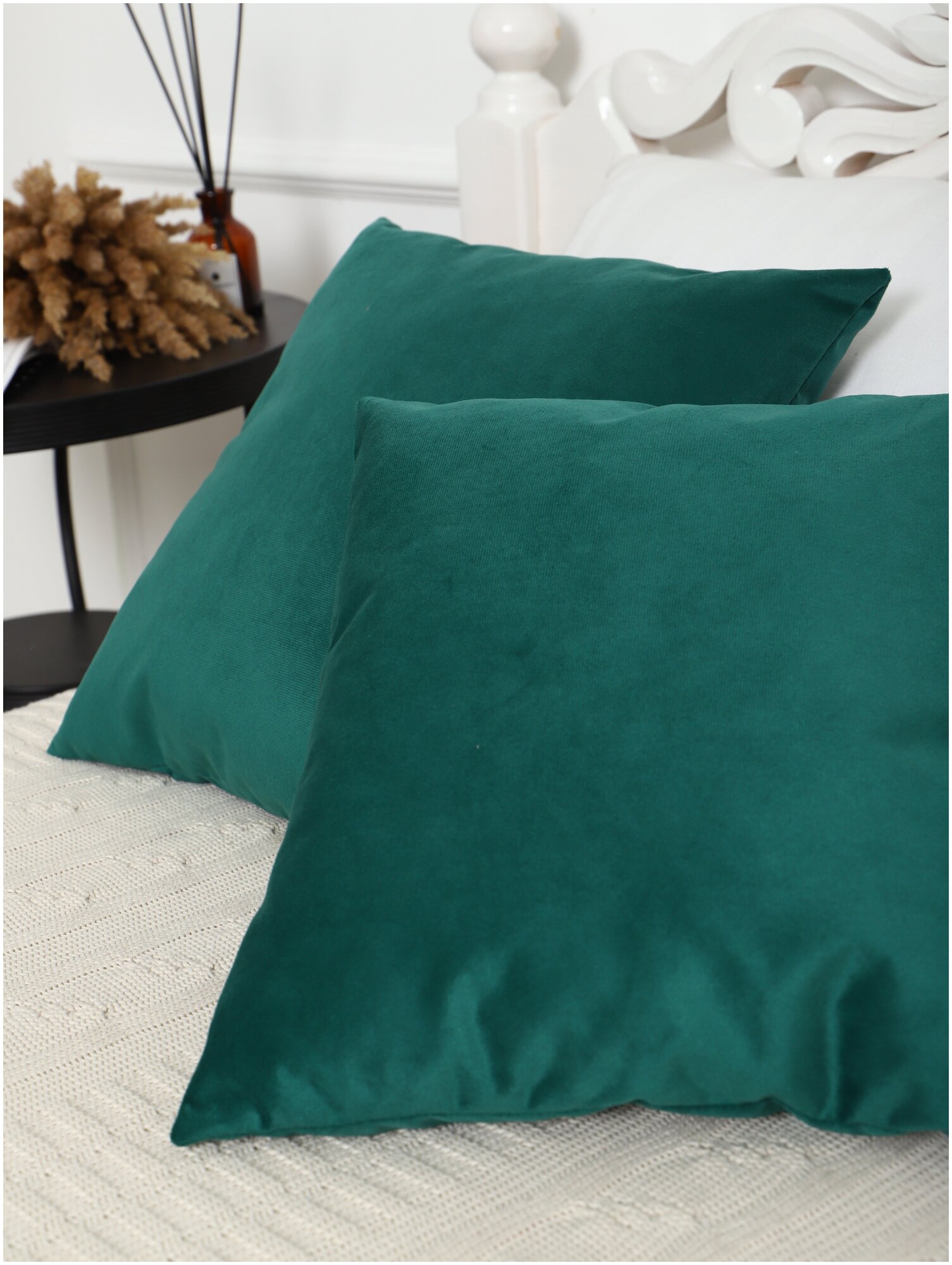 Подушка декоративная 40х40 см на диван 2шт с наволочкой на молнии со съемным чехлом, для гостиной детской спальни зеленая - фотография № 3