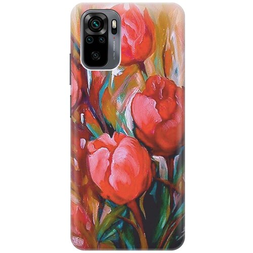 фото Ультратонкий силиконовый чехол-накладка для xiaomi redmi note 10 с принтом "тюльпаны" gosso