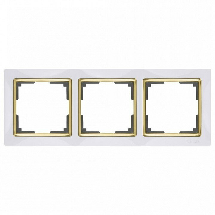 Рамка на 3 поста (белый/золото) Werkel WL03-Frame-03-white-GD