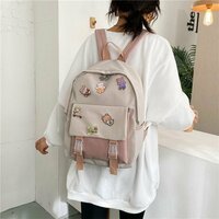 Рюкзак детский ультра легкий и модный-розовый, значки в подарок