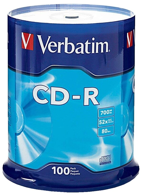 Диск Verbatim CD-R 700Mb 52x Cake Box (100шт) (43430)