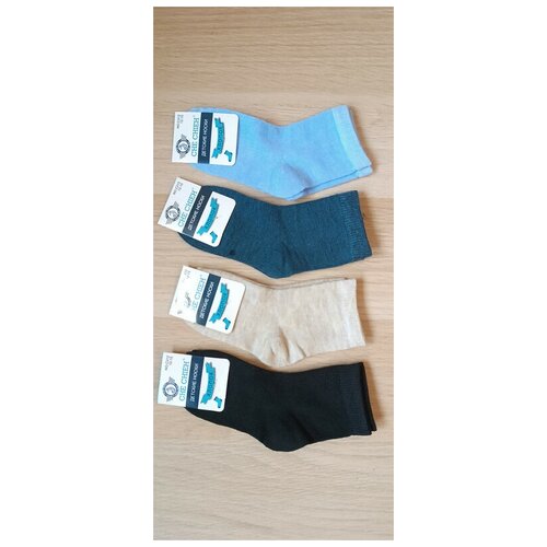 женские носки тёплые che chieh b718 хлопок 12 пар Носки CHE CHIEH 4 пары, размер 12-15, голубой, черный