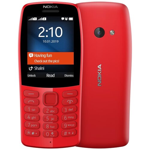 Телефон Nokia 210, 2 SIM, красный телефон nokia 105 2023 2 sim красный