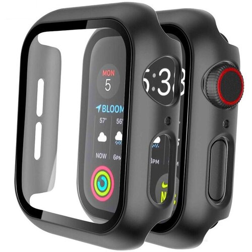 Защитный пластиковый чехол (кейс) Apple Watch Series 7 8 (Эпл Вотч) 41 мм для экрана/дисплея и корпуса противоударный бампер черный