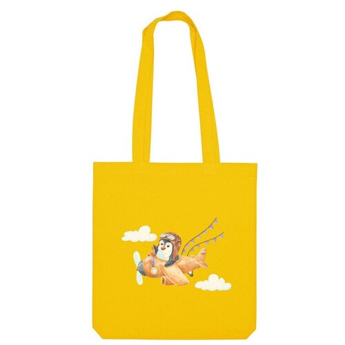 Сумка шоппер Us Basic, желтый сумка пингвин летчик фиолетовый