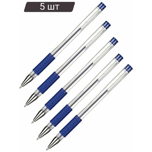 Ручка гелевая неавтоматическая Attache Economy, синий стержень,0,3-0,5 мм 5 штук