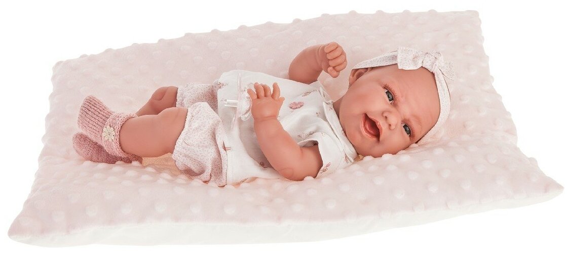 Кукла-младенец Antonio Juan Глория на розовой подушке 33 см