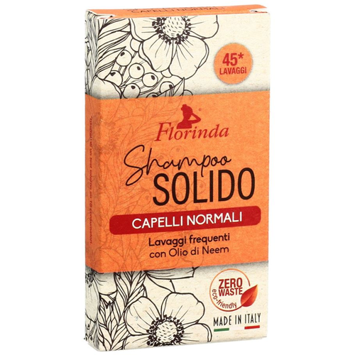 Florinda Shampoo Solido Capeli Normali Твердый шампунь с маслом нима для нормальных волос 75 гр твердый шампунь для волос florinda solid shampoo for hair capelli sfibrati con olio di argan 75 г