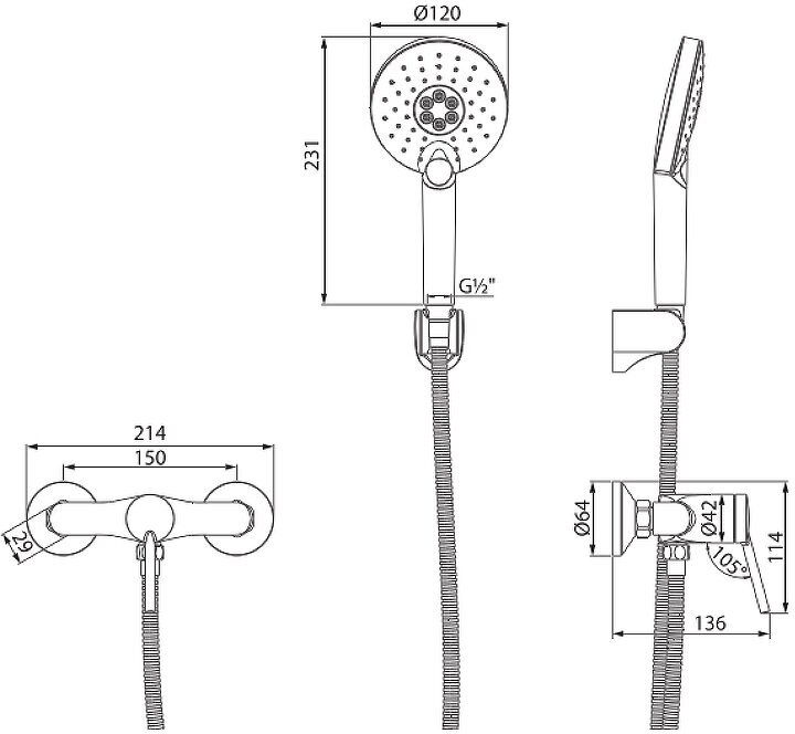 Смеситель Lemark Minima LM3803C для душа