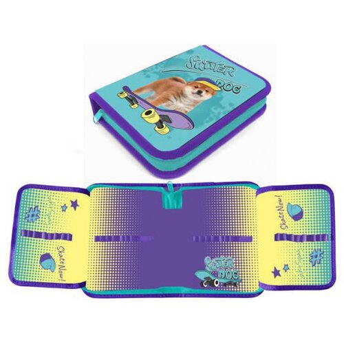 школьный пенал оникс пкт 9 20 1 бабочки неон с двумя откидными планками Пенал Оникс ПКТ-9-20 Skater dog, с двумя откидными планками