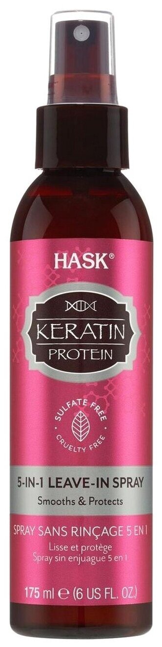 Hask Keratin Protein Несмываемый спрей для волос 5-в-1 с кератином, 175 мл, бутылка