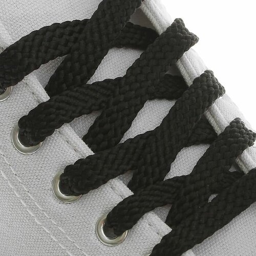 Шнурки для обуви, пара, плоские, 8 мм, 70 см, цвет чёрный, 25 шт.