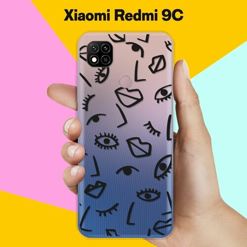 Силиконовый чехол Глаза и губы на Xiaomi Redmi 9C силиконовый чехол на xiaomi redmi 4x сяоми редми 4х красные губы
