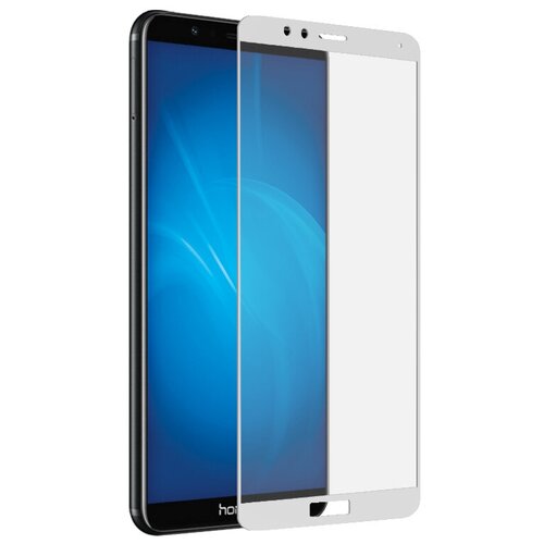 Стекло закаленное с цветной рамкой (fullscreen) на Huawei Honor 7X / Белая рамка