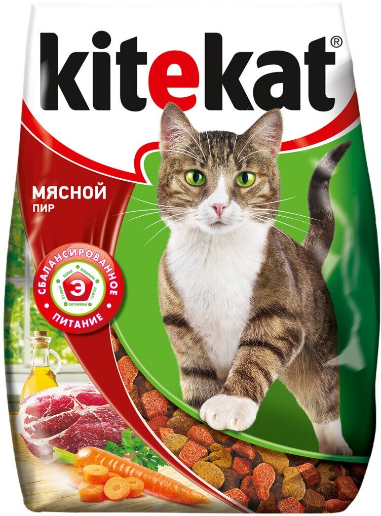 Корм сухой для кошек KITEKAT Мясной пир, 350г, 10 упаковок