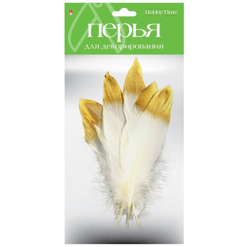 фото Перья для декорирования 17-20 см. 3 вида, "золотo/серебро". набор №11 hobby time