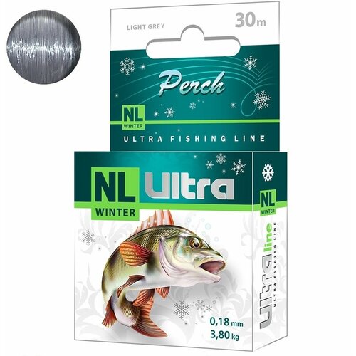 leska aqua nl ultra perch zimnij okun 30m020mm Леска зимняя для рыбалки AQUA NL ULTRA PERCH (Окунь) 30m 0,18mm, цвет - светло-серый, test - 3,80kg ( 1 штука )