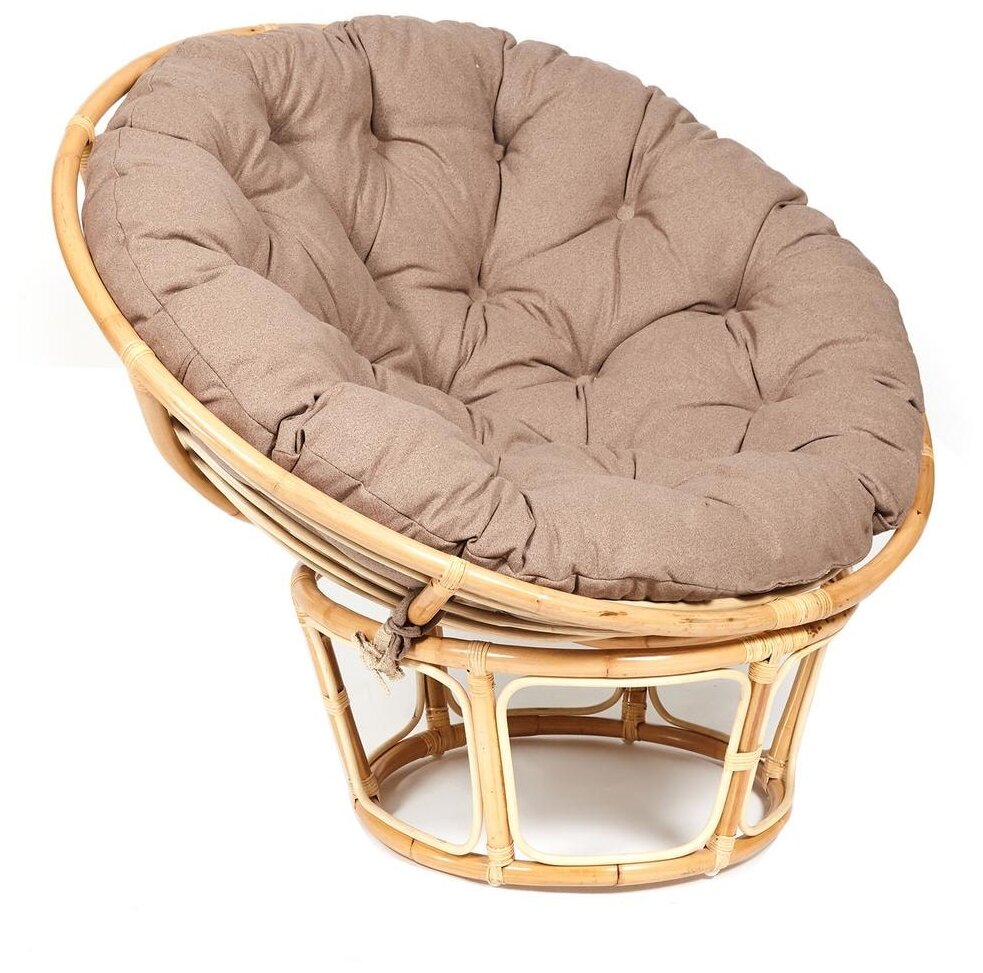 Кресло "PAPASAN ECO" P115-1/SP STD / c подушкой, ремешками / Natural (натуральный), экошерсть Коричневый, 1811-5