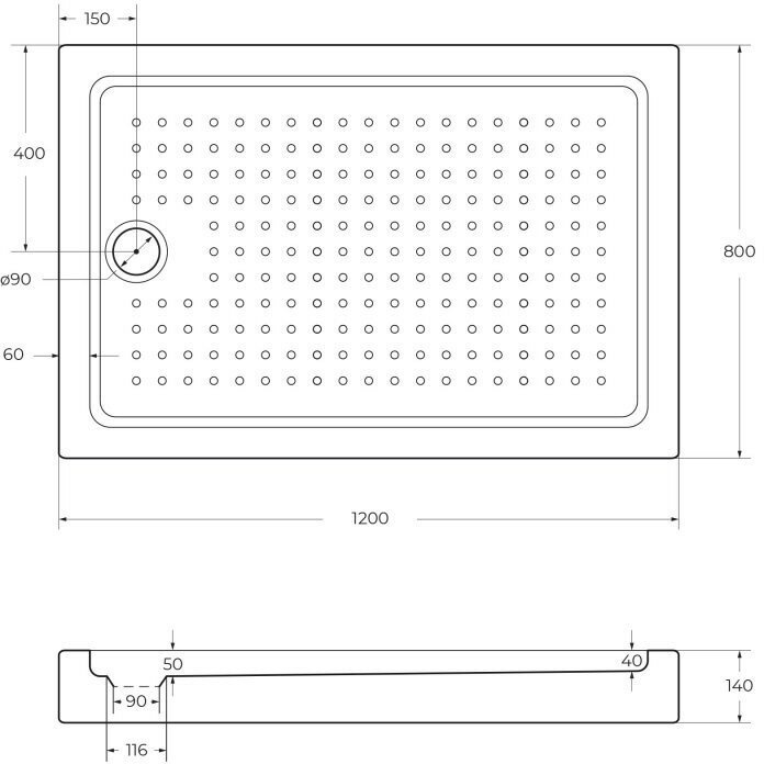 Cezares TRAY-A-AH-100,90-15-W Акриловый поддон - фотография № 3