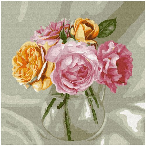 Molly Картина по номерам Бузин. Букет из роз (KH0724)30x30см