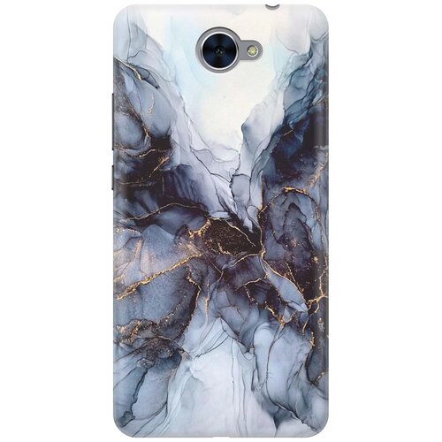 фото Cиликоновый чехол на huawei y7 2017 / хуавей у7 2017 с принтом "черно-белый мрамор" gosso