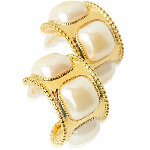 Серьги , жемчуг имитация, золотой