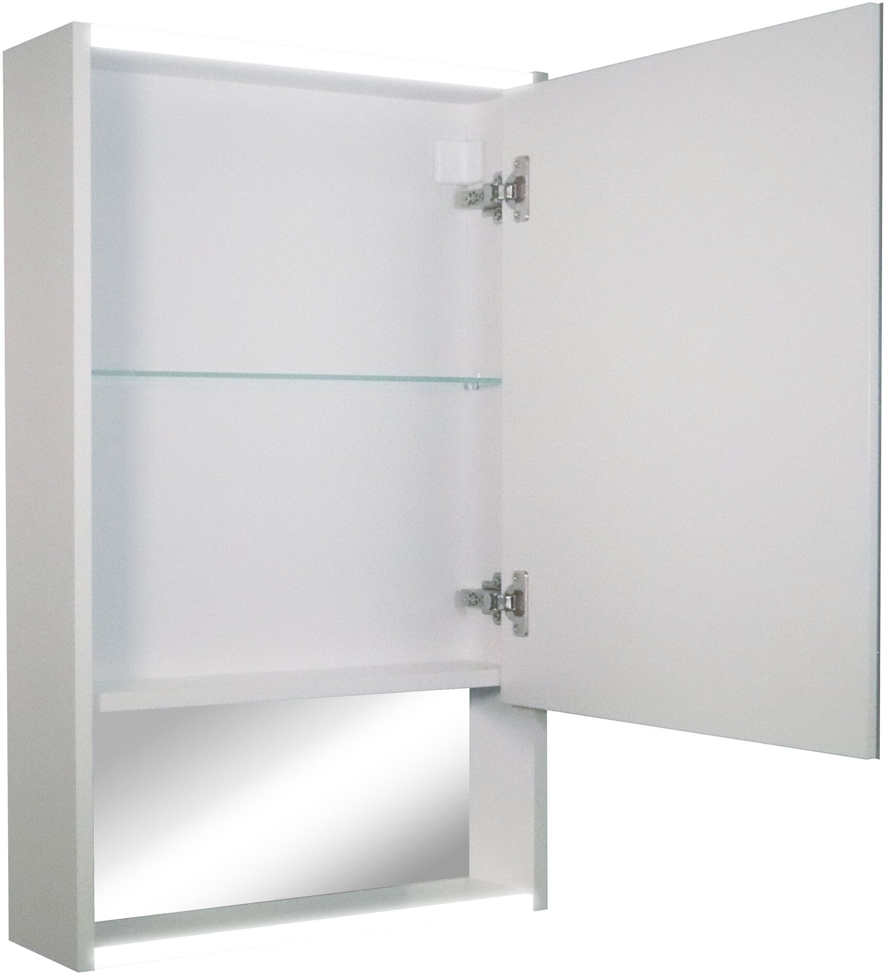 Зеркало шкаф для ванной с LED подсветкой розеткой сенсором Reflection Box White LED 600х800 RF2422WH белый - фотография № 4