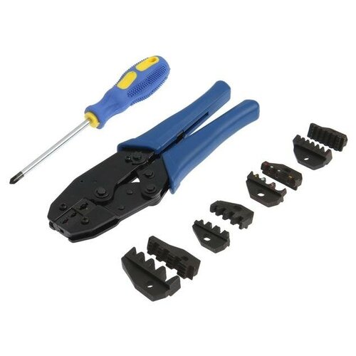 Пресс-клещи в сумке тундра 5 матриц отвертка для опрессовки наконечников проводов 4245₽