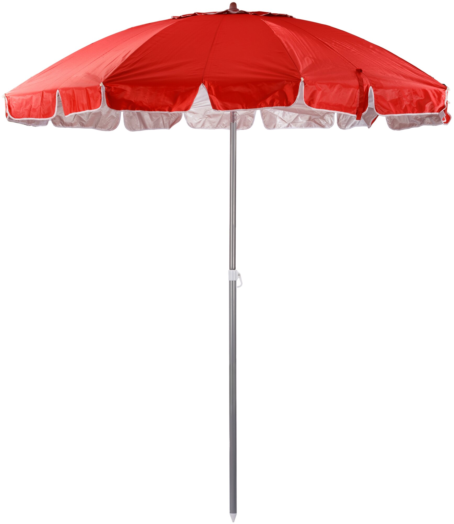 Пляжный зонт, 2,35 м, с клапаном, с наклоном (красный), в чехле - фотография № 1