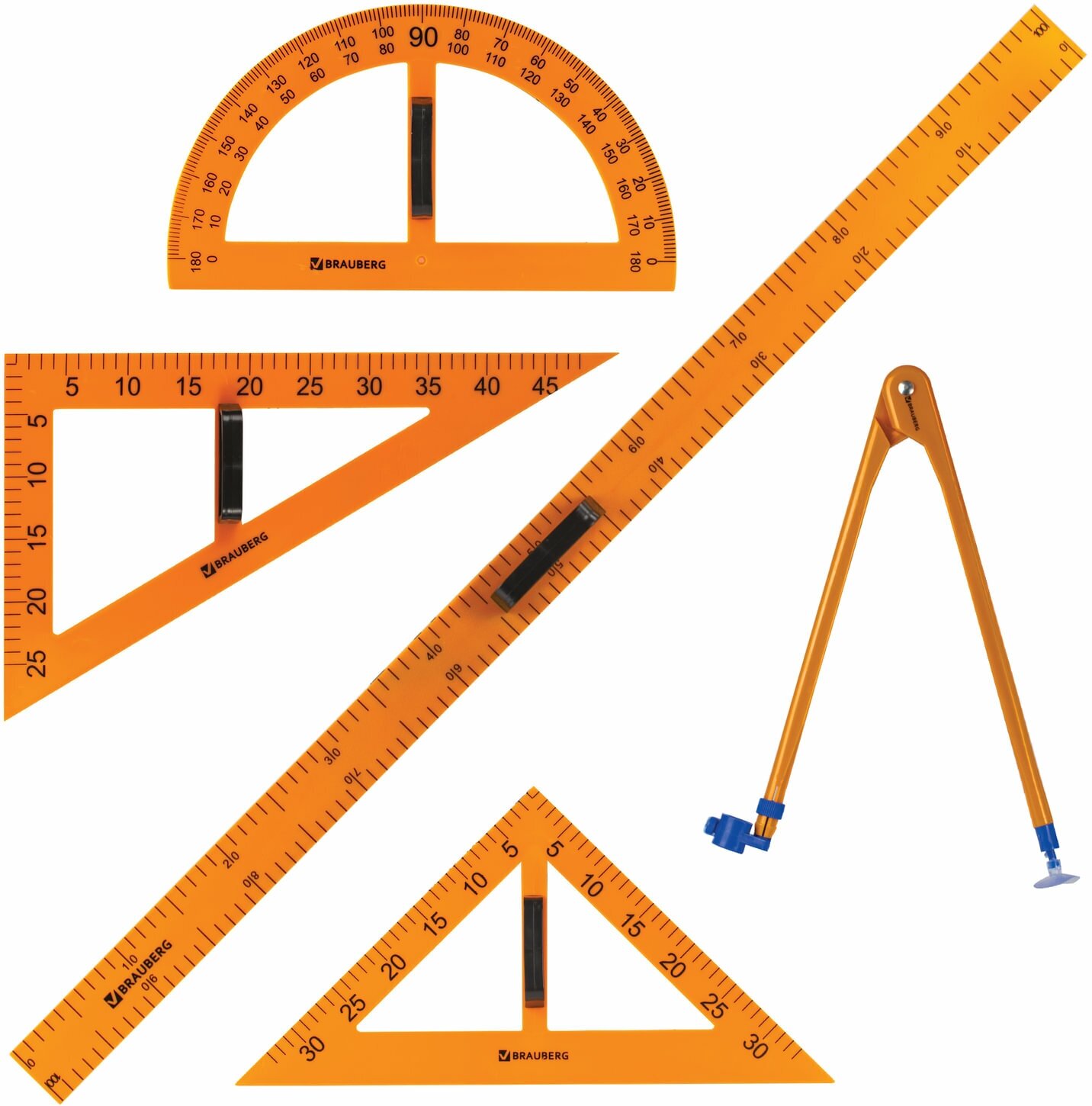 BRAUBERG Набор чертежный для классной доски 5 предметов 210383