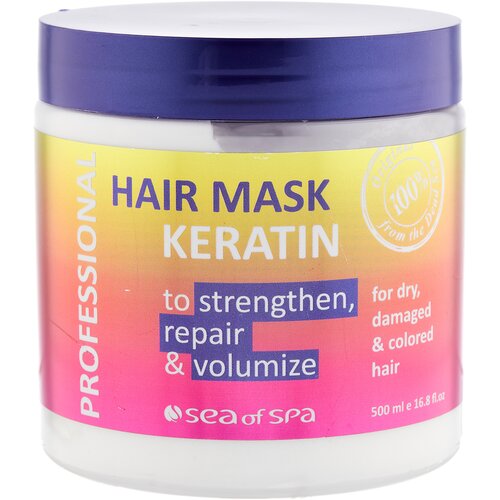 маска уход с кератином hair company professional keratin care mask 500 мл Sea of Spa Professional Маска для волос с кератином для сухих, поврежденных и окрашенных волос, 500 мл