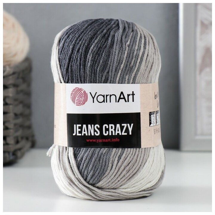 Пряжа "Jeans crazy" 55% хлопок, 45% акрил 160м/50гр (8204 принт), 1шт