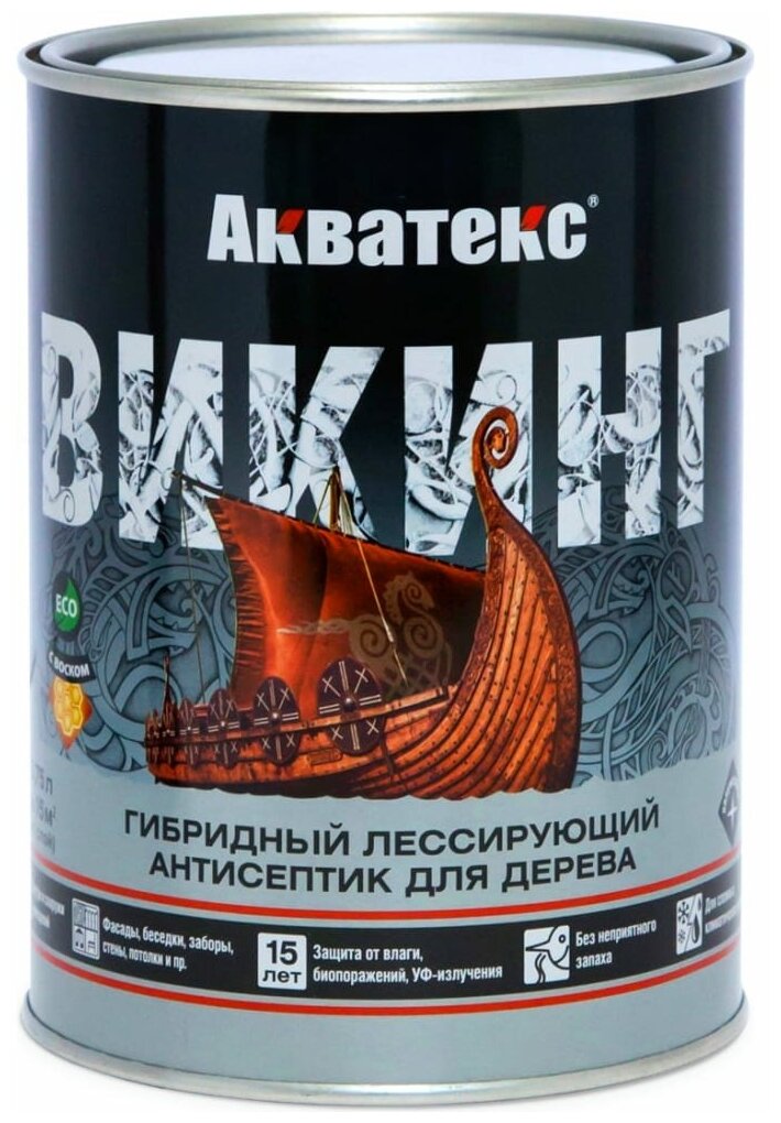 Гибридный лессирующий антисептик для дерева Рогнеда Акватекс Викинг ...