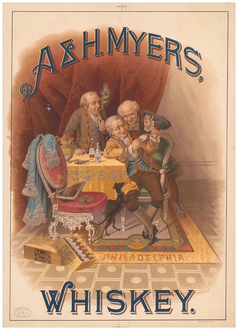 Рекламный плакат - Виски A and H. Myers Whisky в раме