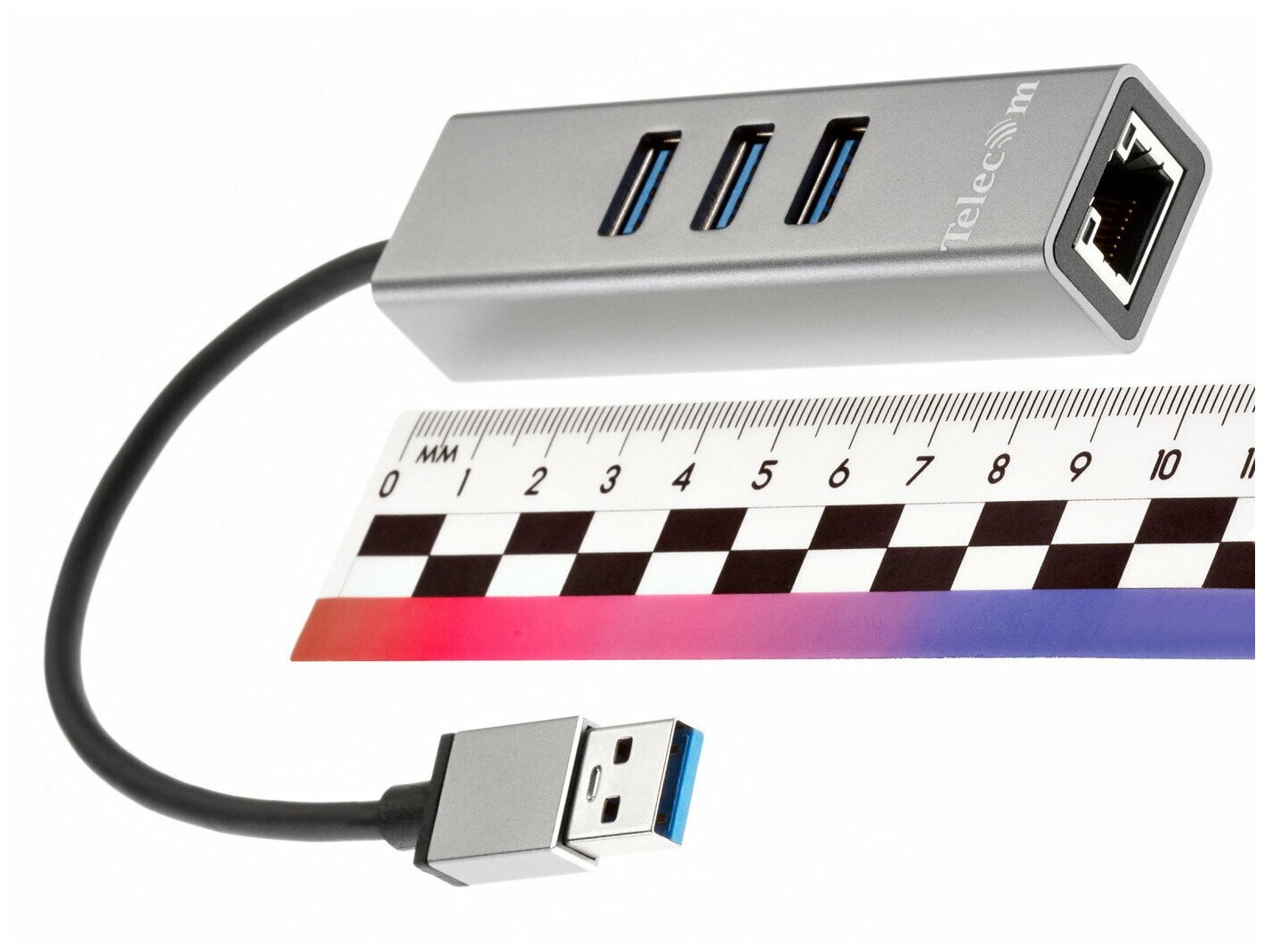 Адаптер сетевой Telecom USB 3.0/RJ-45 1000Mbps/3*USB3.0, 0.2m - фото №2