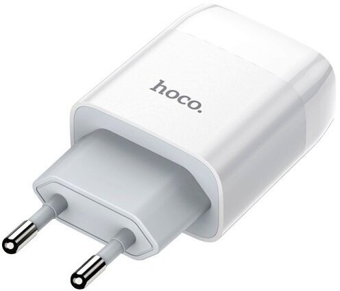 Сетевой адаптер питания Hoco C73A White зарядка 2.4А 2 USB-порта + кабель microUSB, белый