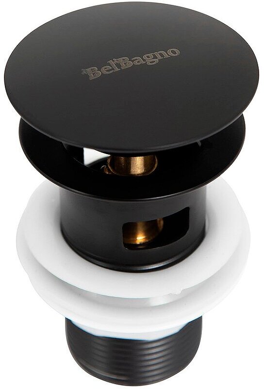 Донный клапан BelBagno BB-SAT-NERO с переливом, черный