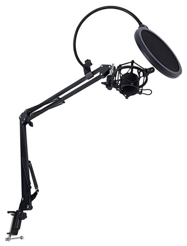 Настольная стойка для микрофона пантограф с металлическим пауком и поп-фильтром