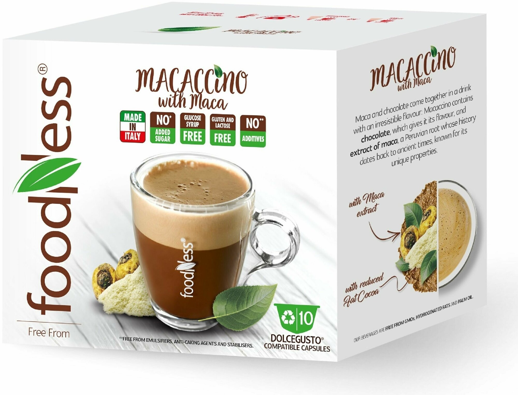 Веллнес-напиток FoodNess Мокачино с перуанской макой капсулах Dolce Gusto 10шт.(Сделано в Италии) - фотография № 1