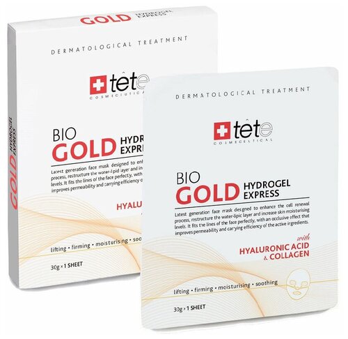 TETe Cosmeceutical GOLD Hydrogel Express Гидроколлагеновая экспресс-маска с коллоидным золотом, 30 г, 4 мл