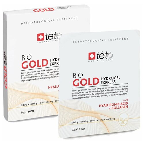 TETe Cosmeceutical GOLD Hydrogel Express Гидроколлагеновая экспресс-маска с коллоидным золотом, 30 г, 4 мл